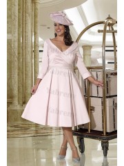 A-line Pink Plus size prom dress beaded Waistline mps-321